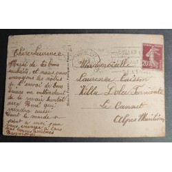 CARTE POSTALE CPA FRANCE BONNE ANNEE MAISONNETTE NEIGE FLEURS OLD CARD 0041