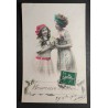 copy of CARTE POSTALE CPA FRANCE BONNE ANNEE FILLETTE BOUQUET FLEURS OLD CARD 0001