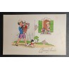 CARTE POSTALE CPA FRANCE BONNE ANNEE FEMMES CHIEN FLEURS OLD CARD 0046