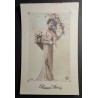 CARTE POSTALE CPA FRANCE BONNE ANNEE FEMME FLEURS OLD CARD 0048