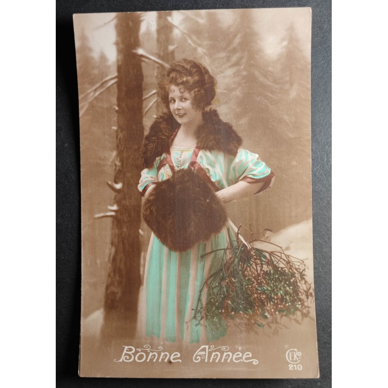 CARTE POSTALE CPA FRANCE BONNE ANNEE FEMME FORET OLD CARD 0026