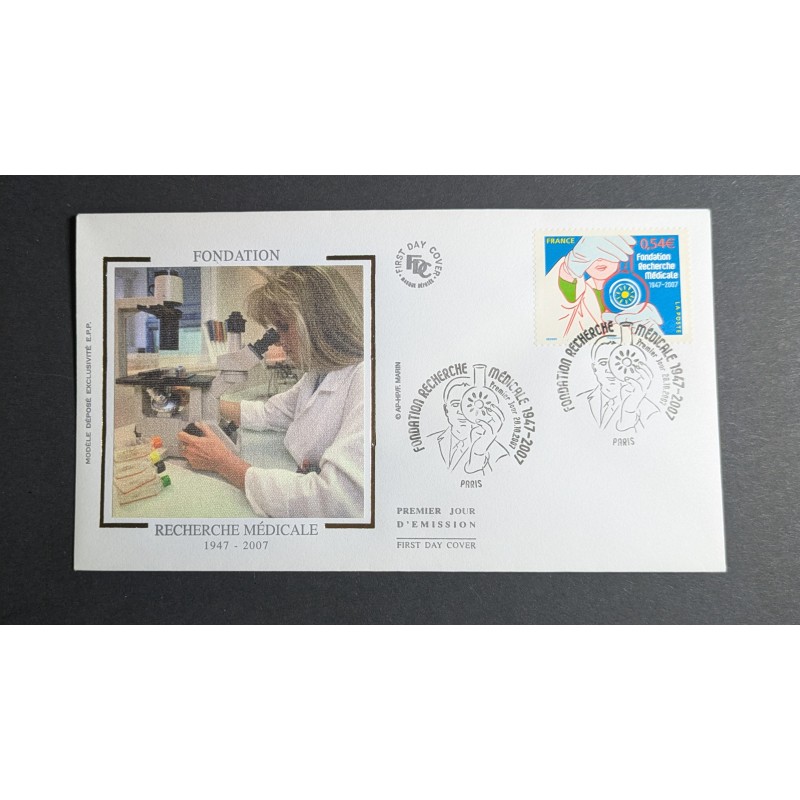 FRANCE 2007 FDC 1° JOUR TIMBRE 4106 FONDATION RECHERCHE MEDICALE CHERCHEUR