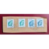 copy of FRANCE LOT 4 TIMBRES TYPE MARIANNE BEAUJARD /LAMOUCHE OBLITERES SUR FRAGMENT