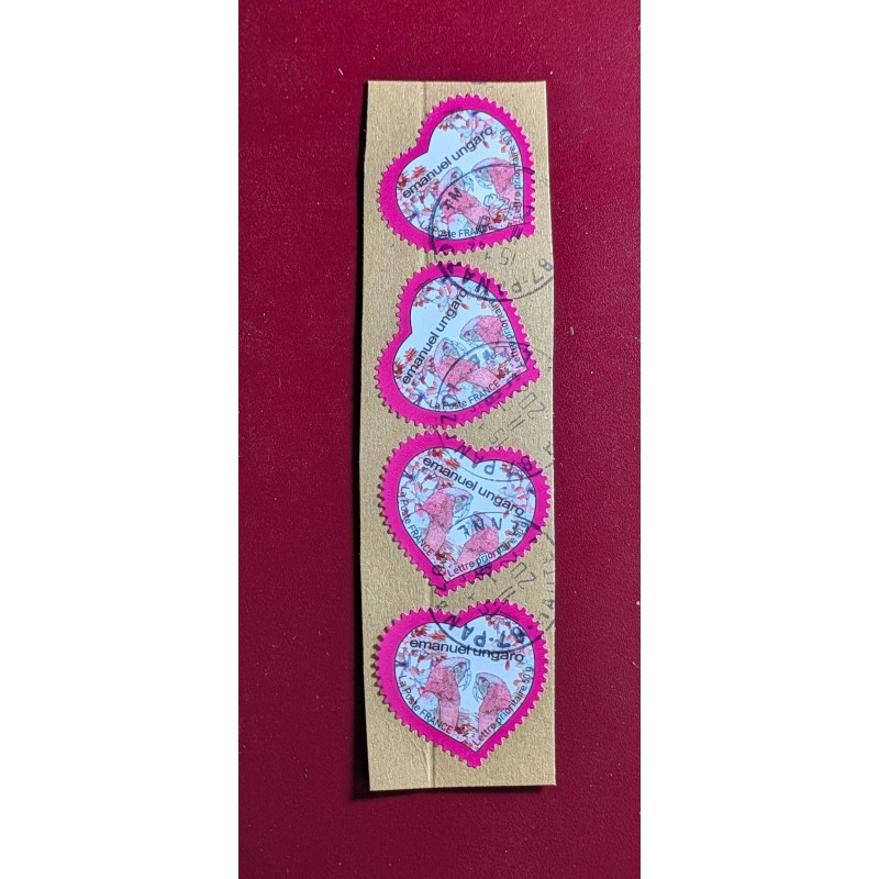 copy of FRANCE LOT 4 TIMBRES TYPE MARIANNE BEAUJARD /LAMOUCHE OBLITERES SUR FRAGMENT