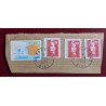 copy of FRANCE LOT 4 TIMBRES TYPE MARIANNE BEAUJARD /LAMOUCHE OBLITERES SUR FRAGMENT
