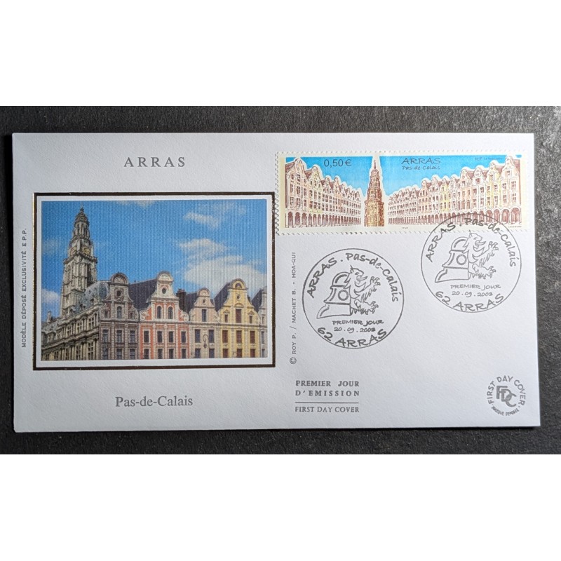 FRANCE 2003 FDC 1° JOUR TIMBRE 3605 ARRAS PAS DE CALAIS BEFFROI GRAND PLACE