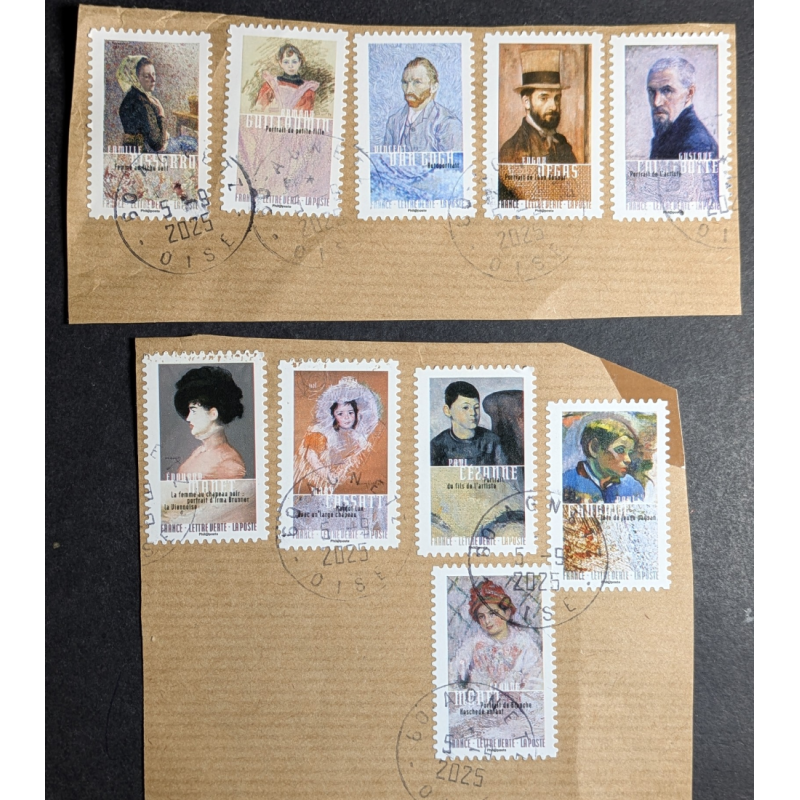 FRANCE 2016 LOT SERIE 12 TIMBRES AUTOADHESIFS 1258/1269 OBLITERES FRAGMENT ART