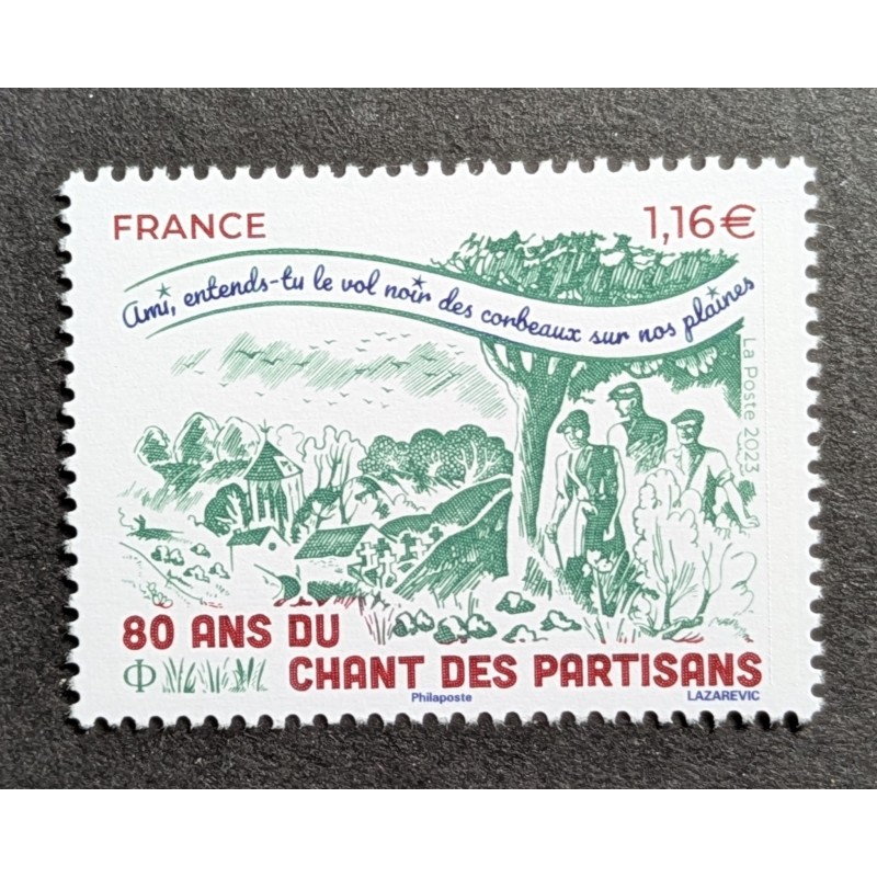 FRANCE 2023 TIMBRE 5686 80 ANS CHANT PARTISANS MUSIQUE neuf** MNH