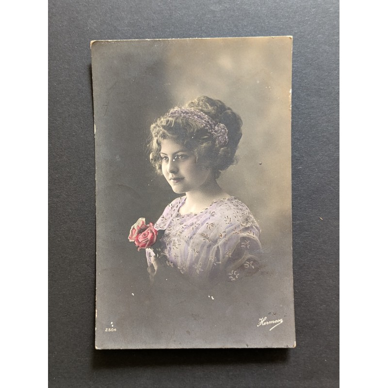 copy of CARTE POSTALE CPA FRANCE BONNE ANNEE FILLETTE BOUQUET FLEURS OLD CARD 0001