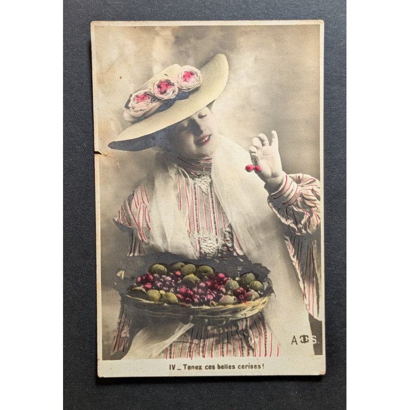 copy of CARTE POSTALE CPA FRANCE BONNE ANNEE FILLETTE BOUQUET FLEURS OLD CARD 0001