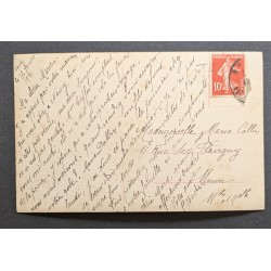 CARTE POSTALE CPA VOYAGÉE FRANCE FEMME OMBRELLE CYGNE OLD CARD 0063