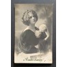 copy of CARTE POSTALE CPA FRANCE BONNE ANNEE FILLETTE BOUQUET FLEURS OLD CARD 0001