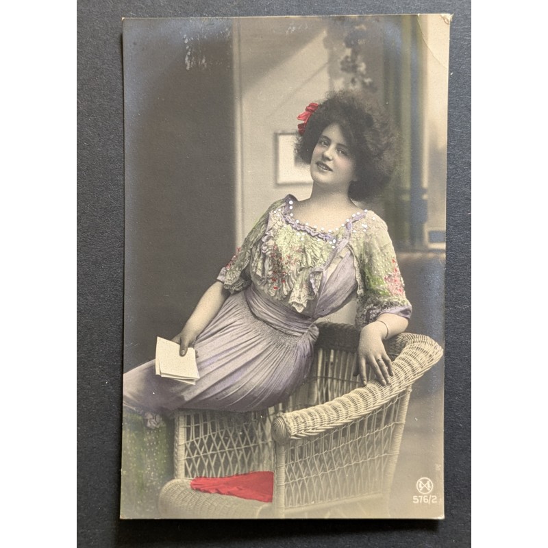 copy of CARTE POSTALE CPA FRANCE BONNE ANNEE FILLETTE BOUQUET FLEURS OLD CARD 0001