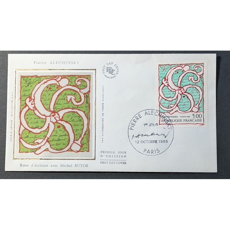FRANCE 1985 FDC 1 JOUR TIMBRE 2382 ALEXHINSKY / BUTOR ROUE ECRITURE ART TABLEAU