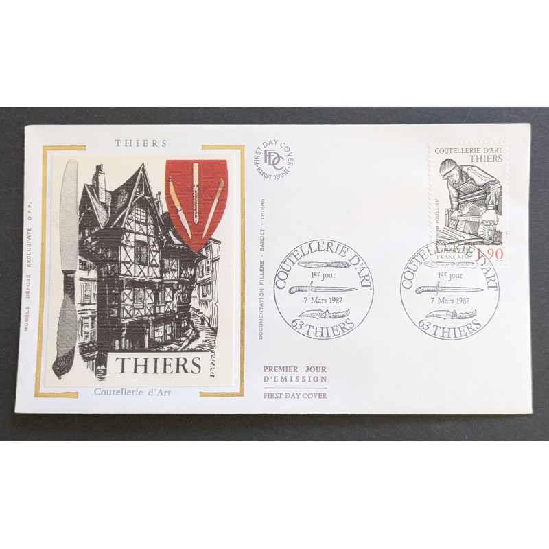 FRANCE 1987 FDC 1 JOUR TIMBRE 2467 THIERS COUTELLERIE EMOULEUR ART METIERS