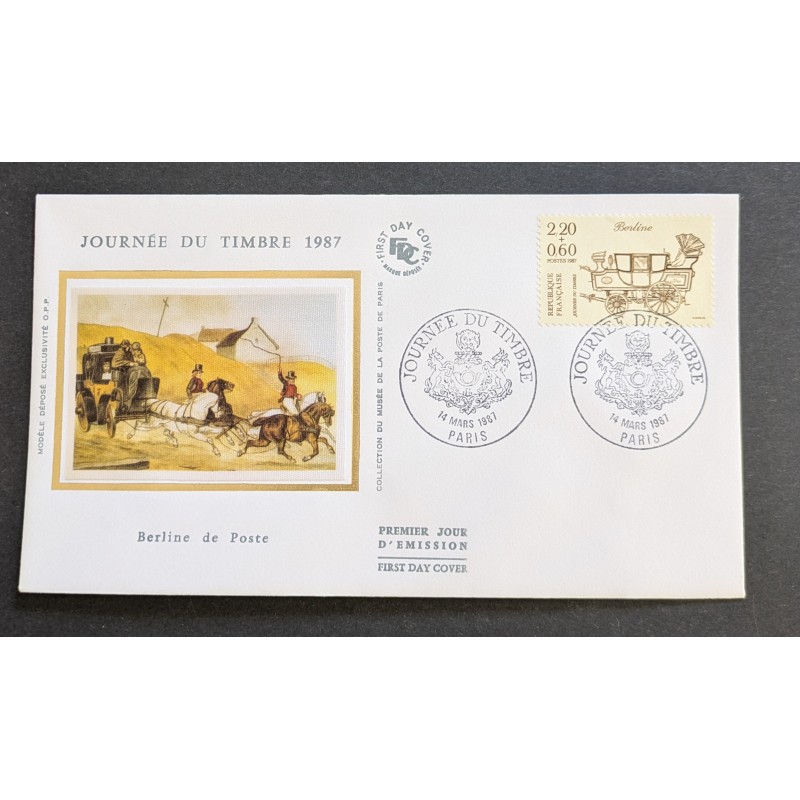 FRANCE 1987 FDC 1 JOUR TIMBRE 2468 PROVENANT DE FEUILLE VOITURE POSTALE