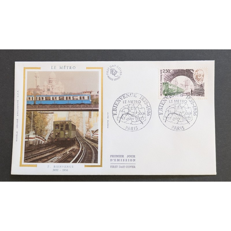 FRANCE 1987 FDC 1 JOUR TIMBRE 2452 F. BIENVENUE LE METRO TRAIN PARIS