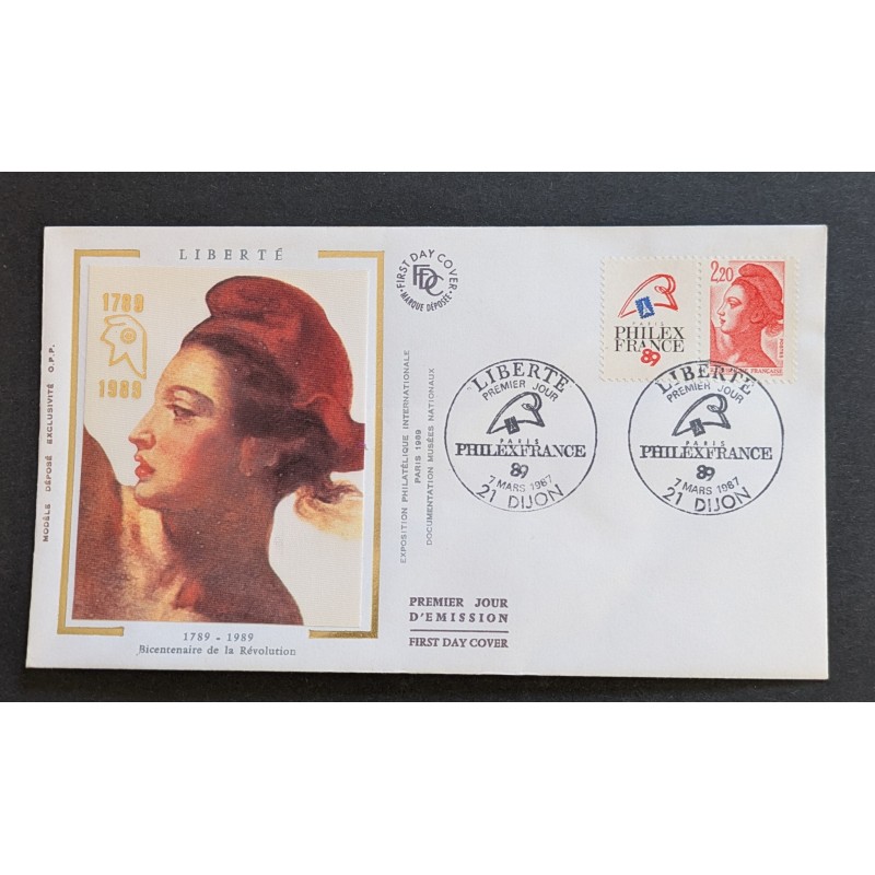 FRANCE 1987 FDC 1 JOUR TIMBRE 2461 MARIANNE GANDON LIBERTE PHILEXFRANCE 89