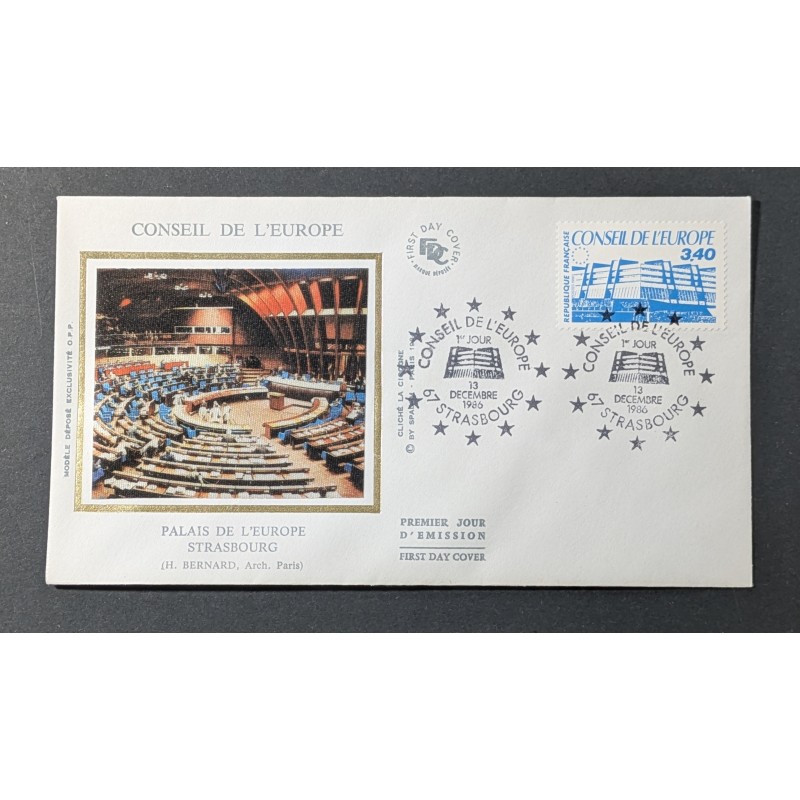 FRANCE 1986 FDC 1° JOUR TIMBRE DE SERVICE 97 CONSEIL DE L'EUROPE OBLITERÉ