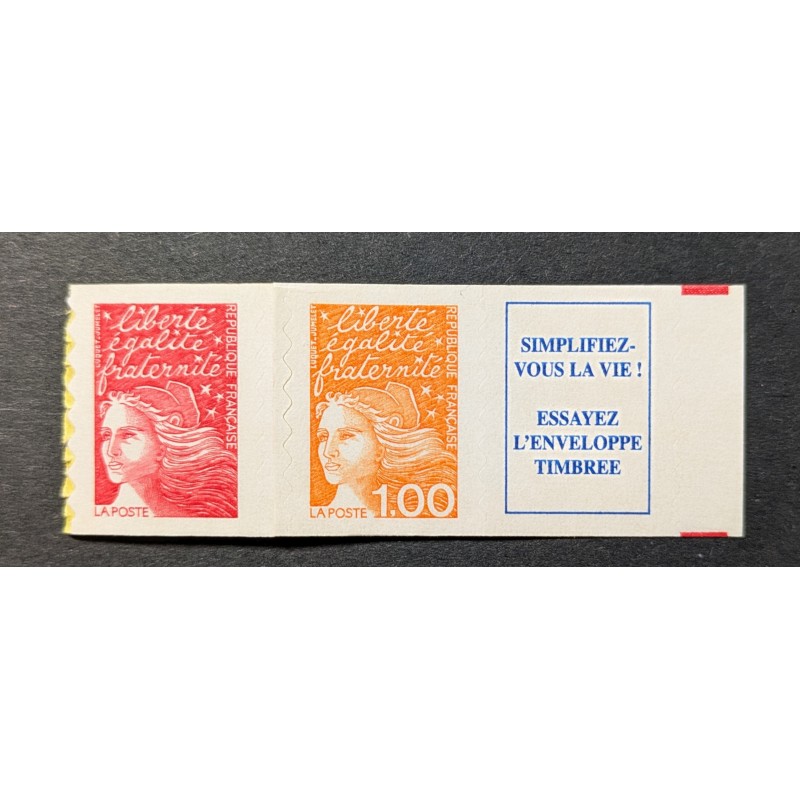 FRANCE 1997 PAIRE TIMBRES AUTOADHESIFS 3101b MARIANNE LUQUET/VIGNETTE DE CARNET