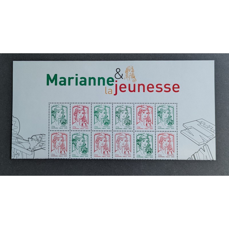 FRANCE 2013 BANDE 4774AA HAUT FEUILLE TIMBRES MARIANNE JEUNESSE neuf** MNH