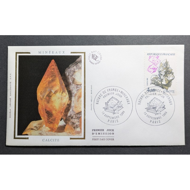 FRANCE 1986 FDC 1 JOUR TIMBRE 2431 CALCITE NATURE/ MINERAUX