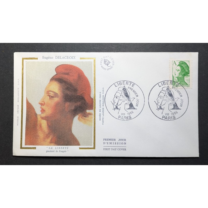 FRANCE 1986 FDC 1 JOUR TIMBRE 2423 LIBERTE GANDON DELACROIX ART/TABLEAU