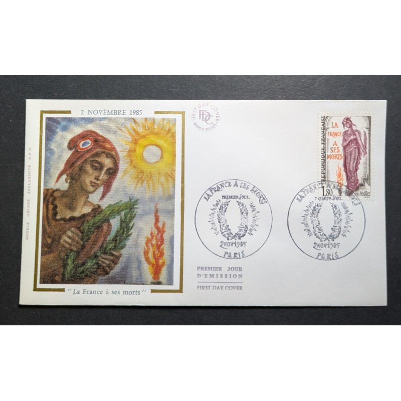FRANCE 1985 FDC 1 JOUR TIMBRE 2389 LA FRANCE A SES MORTS