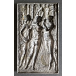 PLAQUE ETAIN ISSU DU TABLEAU LE PRINTEMPS DE BOTTICELLI LES LES 3 GRACES 17X10cm