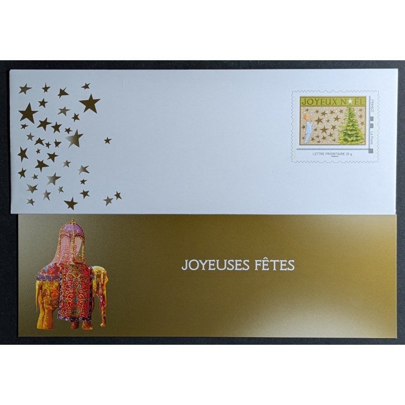 copy of ENVELOPPE CARTE DE VOEUX JOYEUX NOEL PRÉ AFFRANCHIE TIMBRE COLLECTOR BONNE ANNÉE