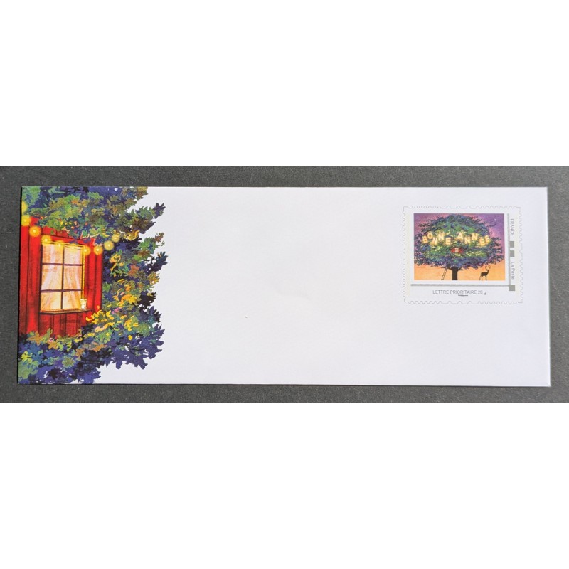 ENVELOPPE PAP PRETE A ENVOYER NOEL PRÉ AFFRANCHIE TIMBRE COLLECTOR BONNE ANNÉE