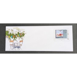 ENVELOPPE PAP NEUVE PRÉ AFFRANCHIE AVEC SA CARTE FELICITATIONS TIMBRE FLEURS