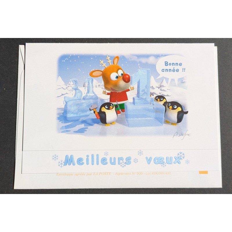 copy of ENVELOPPE CARTE DE VOEUX JOYEUX NOEL PRÉ AFFRANCHIE TIMBRE COLLECTOR BONNE ANNÉE