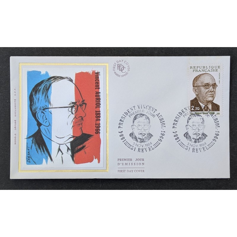 FRANCE 1984 FDC 1 JOUR TIMBRE 2344 CELEBRITE VINCENT AURIOL PRESIDENT POLITIQUE