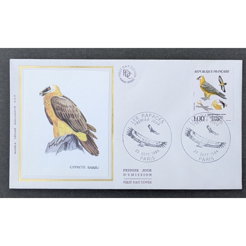 FRANCE 1984 FDC 1 JOUR TIMBRE 2337 GYPAETE BARBU OISEAU RAPACE FAUNE