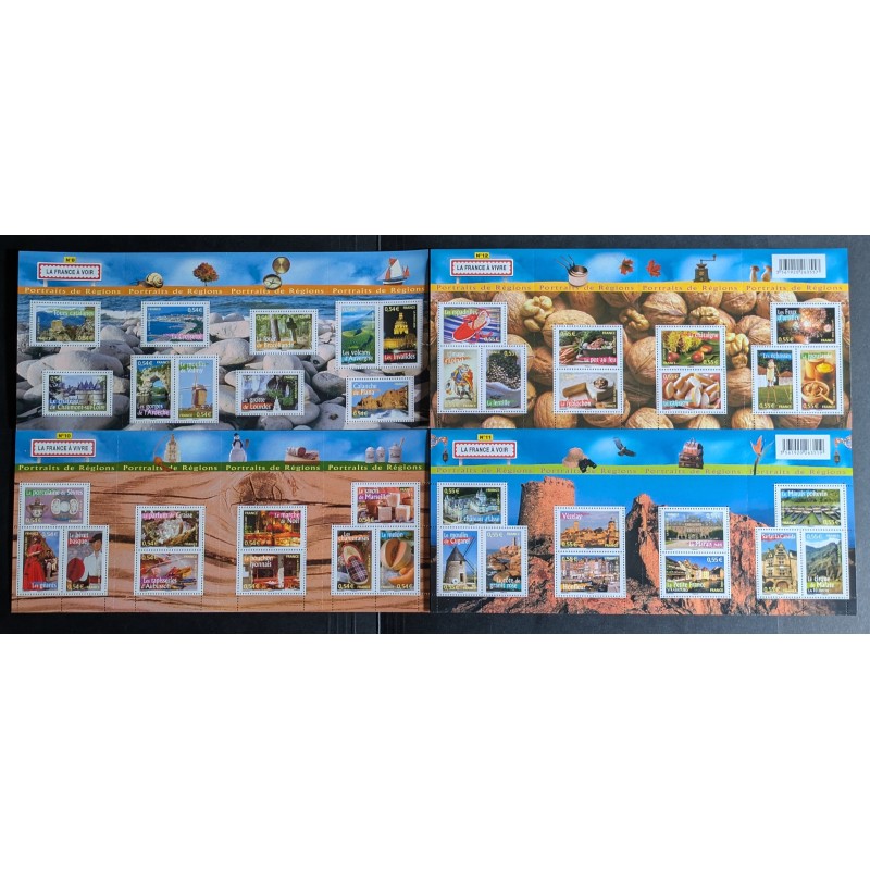 FRANCE LOT BLOCS REGIONS 40 TIMBRES ANNÉES 2004/2008 neufs** MNH A