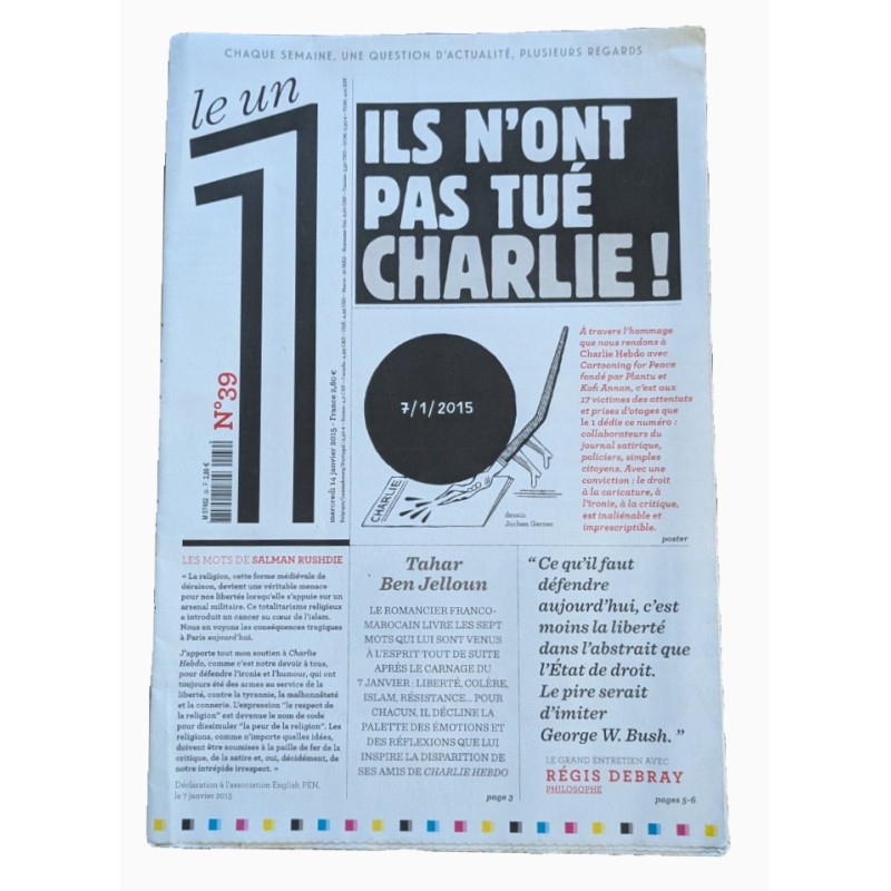 JOURNAL LE UN N°39 DU 7 JANVIER 2015 ILS N'ONT PAS TUE CHARLIE 2015
