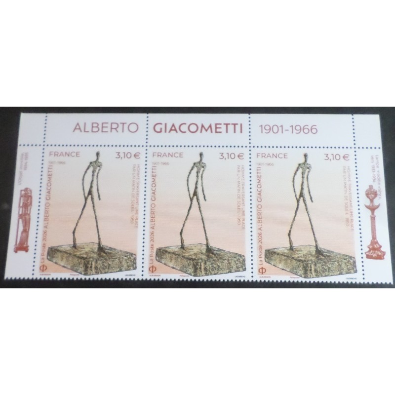 FRANCE 2026 BANDE INSCRIPTION TIMBRE GIACOMETTI ART TABLEAU SCULPURE neuf** MNH