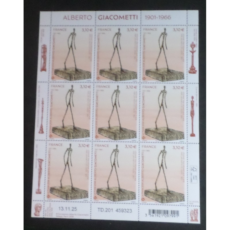 copy of FRANCE 2026 BANDE INSCRIPTION TIMBRE GIACOMETTI ART TABLEAU SCULPURE neuf** MNH