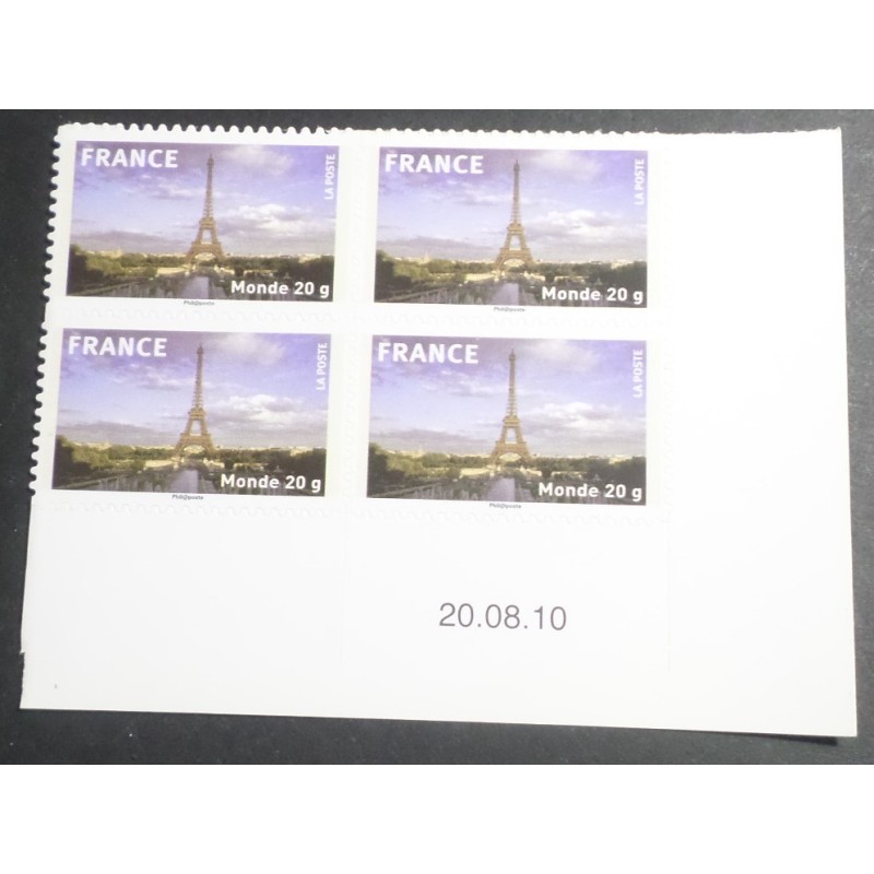 FRANCE 2009 timbre 335A COIN DATE' PARIS TOUR EIFFEL AUTOADHESIFS neuf** MONDE