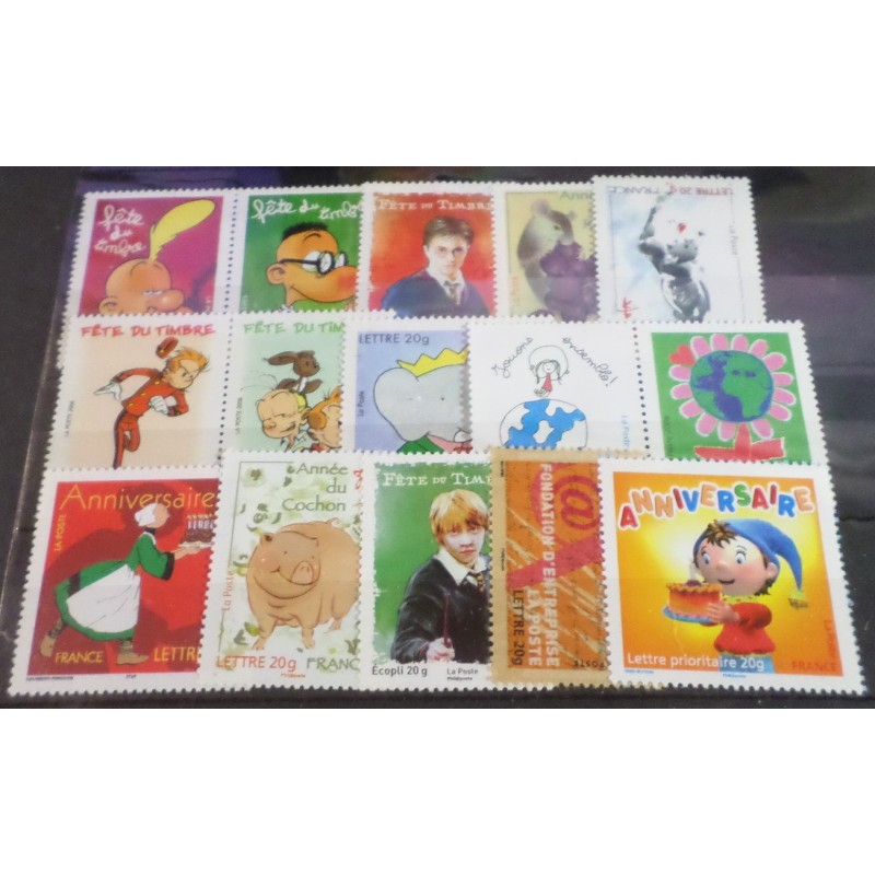 LOT 15 TIMBRES NEUFS** FRANCE FACIALE 21.72 euros pour 14,90 euros
