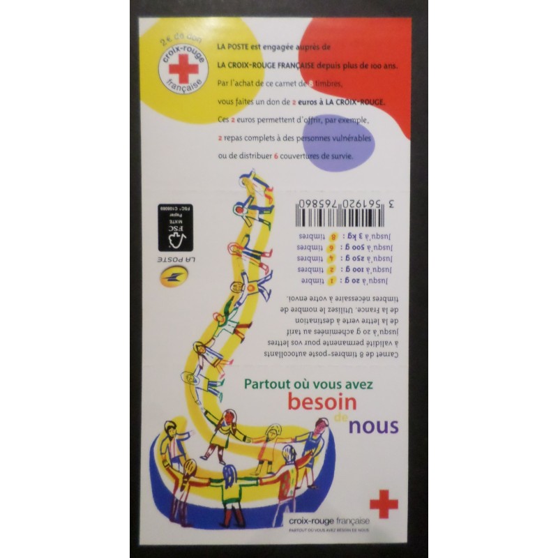 FRANCE 2017 CARNET TIMBRES AUTOADHESIF BC1422 CROIX-ROUGE NOEL neuf** MNH