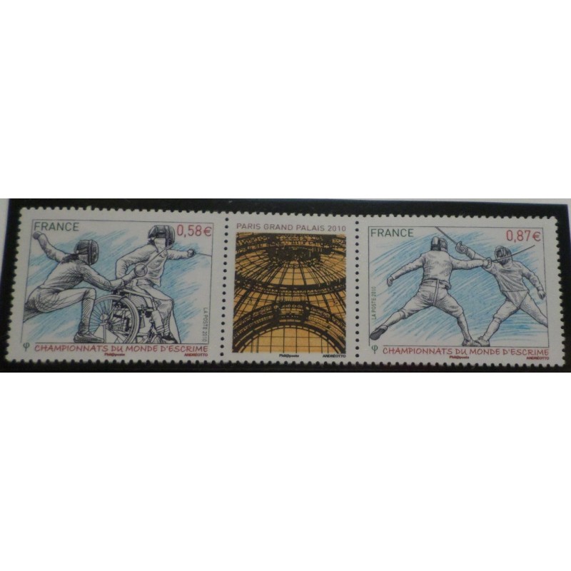 FRANCE 2010 PAIRE timbres P4510 4511 SPORT CHAMPIONNAT ESCRIME neuf** MNH STAMP