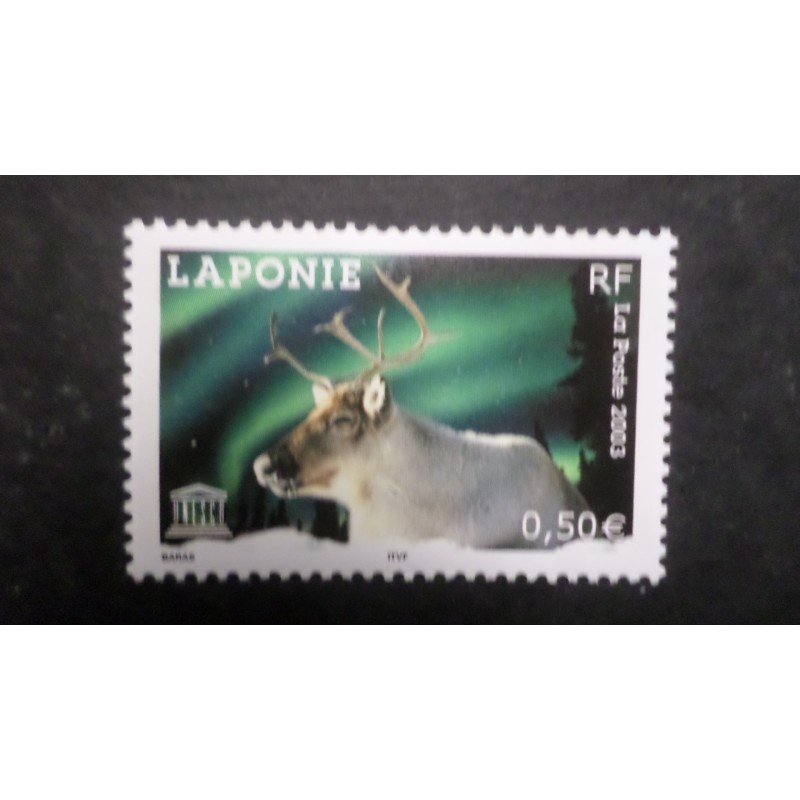 FRANCE, 2003, timbre de SERVICE 128, UNESCO, LAPONIE, RENNE, neuf** MNH