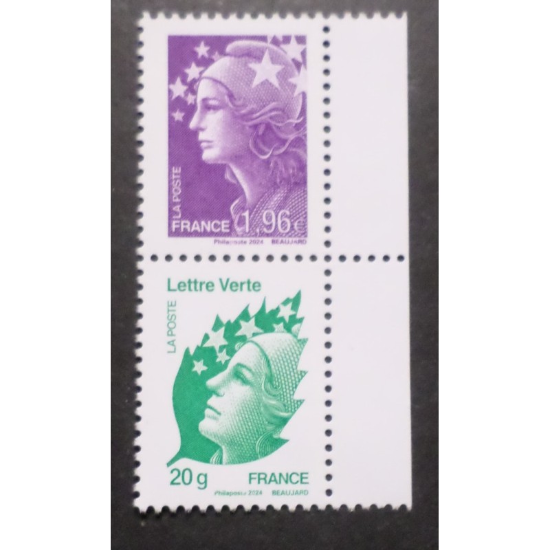 copy of FRANCE 2024 PAIRE VERTICALE les 2 timbres PASTEUR du CARNET 1924 neuf** MNH