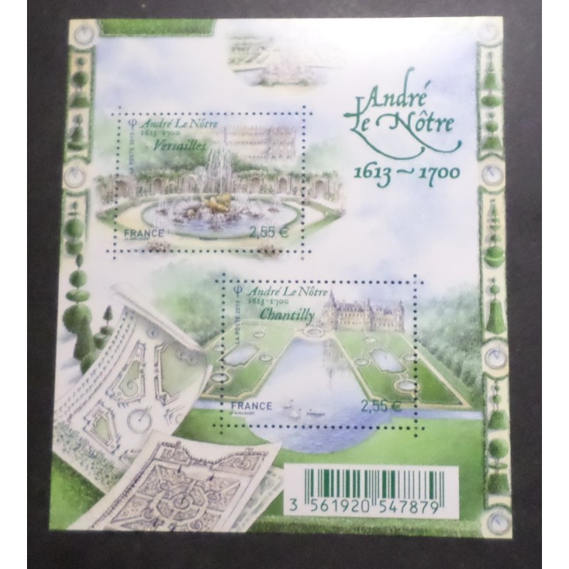 FRANCE 2013 FEUILLET F4751 JARDINS ANDRE' LE NOTRE PLANTES FLEURS neuf** MNH