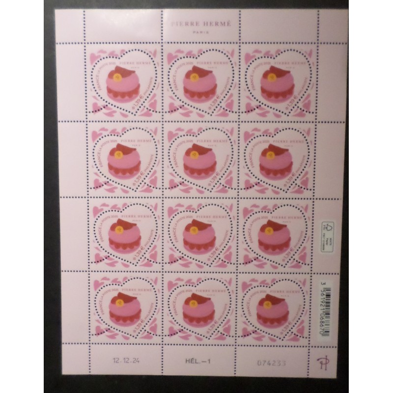 BLOC HERME' FRANCE 2025 FEUILLET TIMBRES COEUR PARFUMES' SAINT VALENTIN neuf** LV GATEAU
