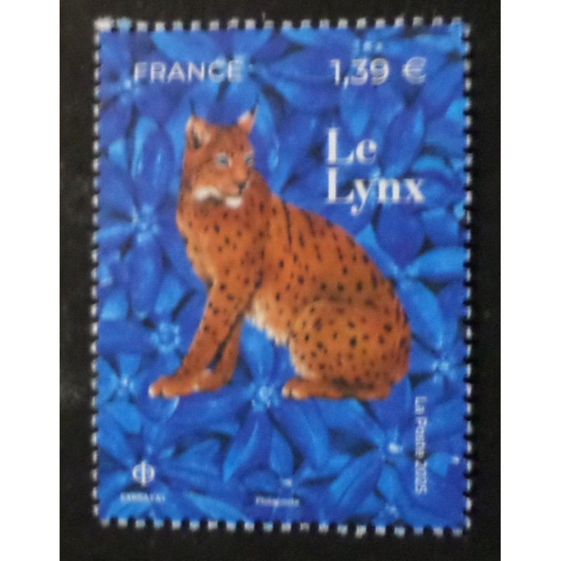TIMBRE FRANCE 2025 FELINS LE LYNX ANIMAUX SAUVAGES neuf** MNH FAUNE