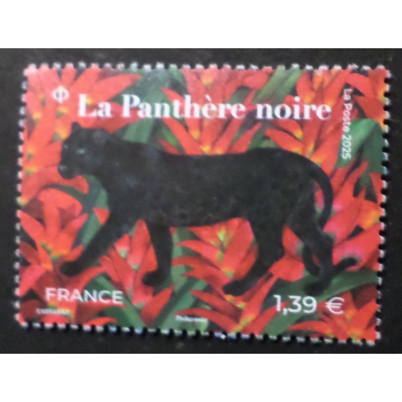 TIMBRE FRANCE 2025 FELINS LA PANTHERE NOIRE ANIMAUX SAUVAGES neuf** MNH FAUNE